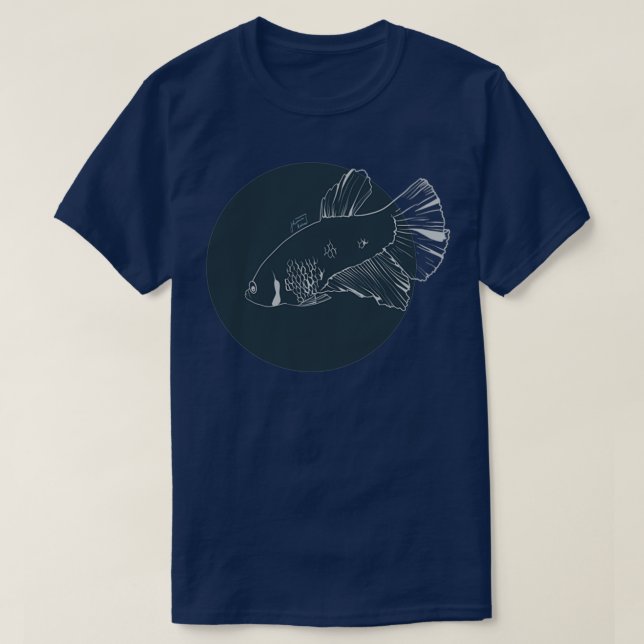 Betta splendens måne halfmånblått t shirt (Design framsida)