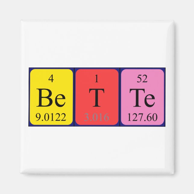 Bette Periodisk bord namn magnet (Framsidan)