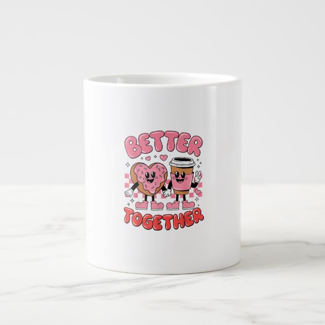 Better Together Coffee Donut Retro Groovy Style  Jumbo Mugg (Framsidan)