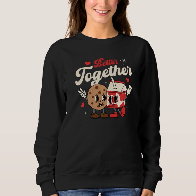 Better Together Cookie Milk Groovy Retro Valentine T Shirt (Framsida)