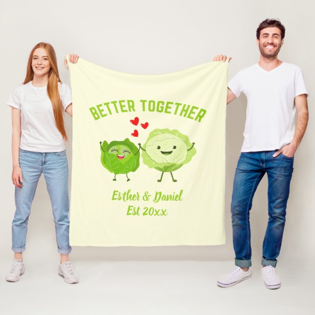 BETTER TOGETHER Cute Cabbage Valentine Couples Fleecefilt (På plats)