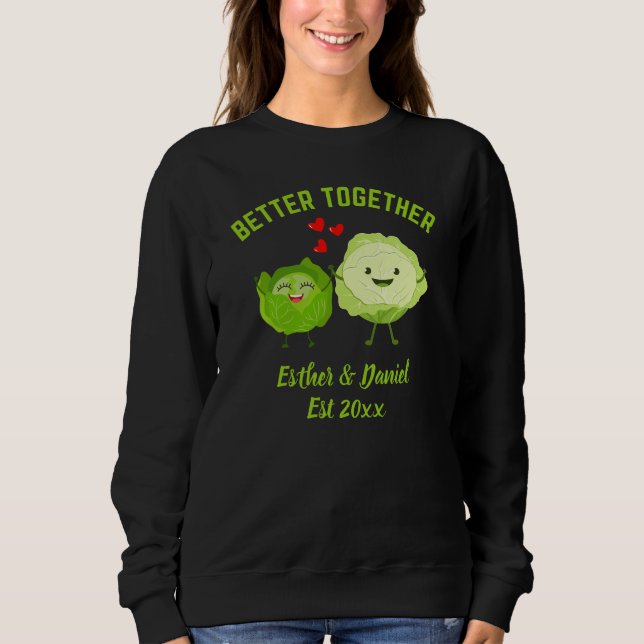 BETTER TOGETHER Cute Cabbage Valentine Couples T Shirt (Framsida)