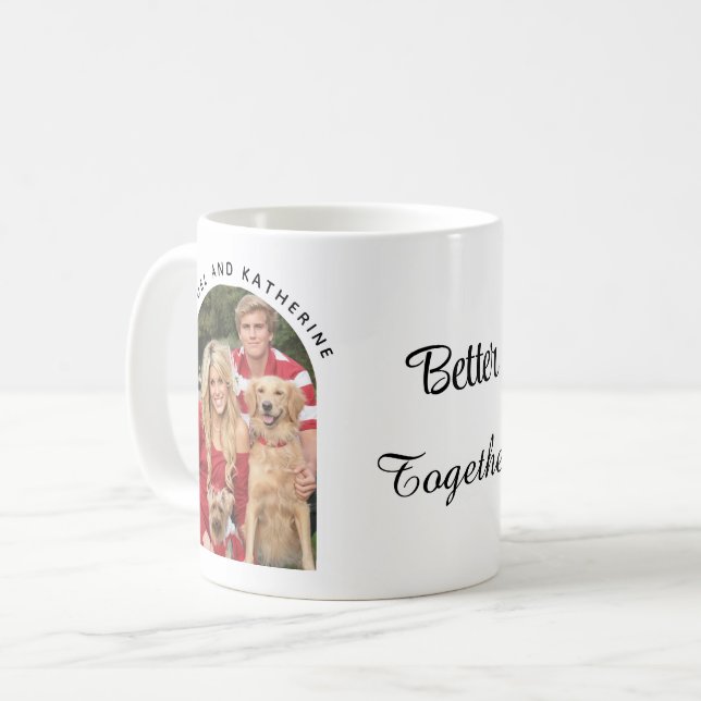 Better Together Editable Name | Custom Arch Photo Kaffemugg (Framsida vänster)