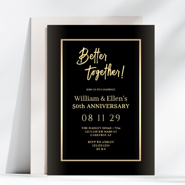 Better Together Golden 50-årsjubileum Inbjudningar (Skapare uppladdad)