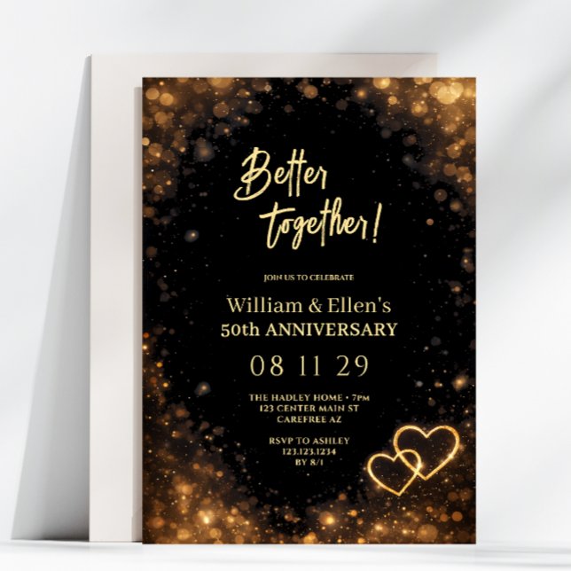 Better Together Guldhjärta 50-årsjubileum Inbjudningar (Skapare uppladdad)