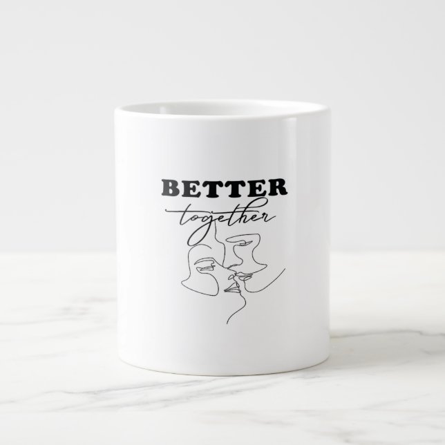 Better Together Kissing Romantic Design  Jumbo Mugg (Framsidan)