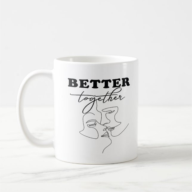 Better Together Kissing Romantic Design  Kaffemugg (Vänster)