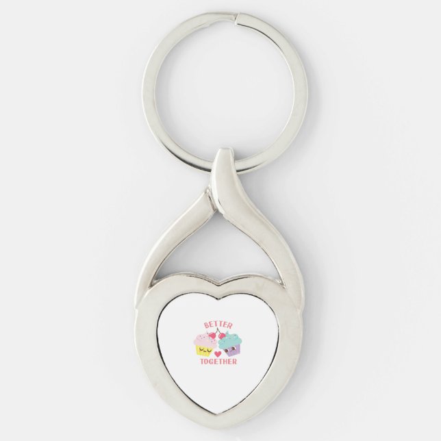 Better Together Love Heartfelt Design  Twisted Heart Silverfärgad Nyckelring (Framsidan)