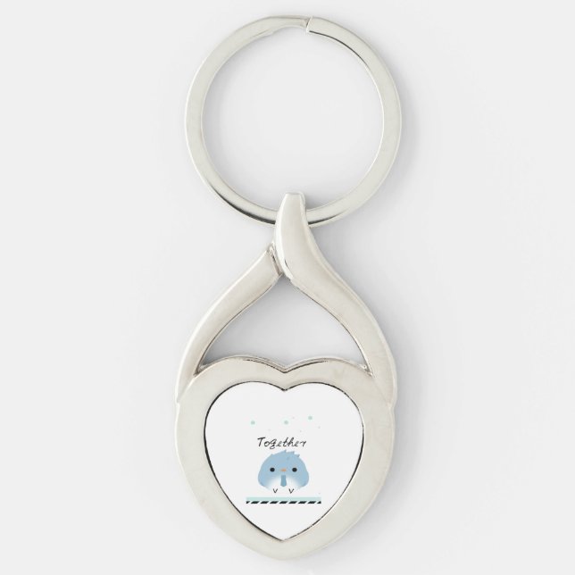 Better Together Minimal Design  Twisted Heart Silverfärgad Nyckelring (Framsidan)