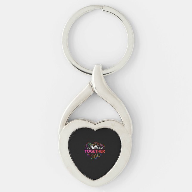 Better Together Minimal Design  Twisted Heart Silverfärgad Nyckelring (Framsidan)