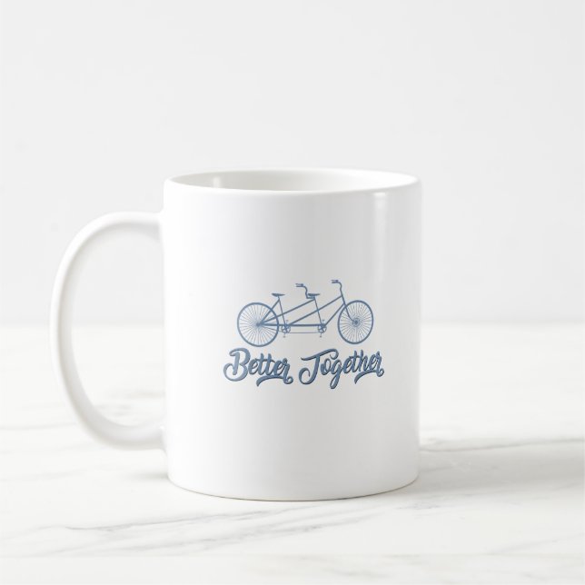 Better Together Tandem Bicycle Cyclist Cycling Gra Kaffemugg (Vänster)