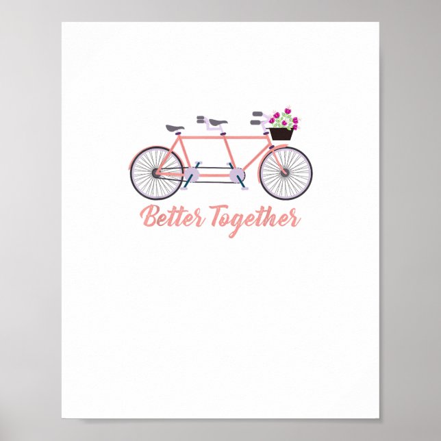 Better Together Tandem Bicycle Together Modern Des Poster (Framsidan)