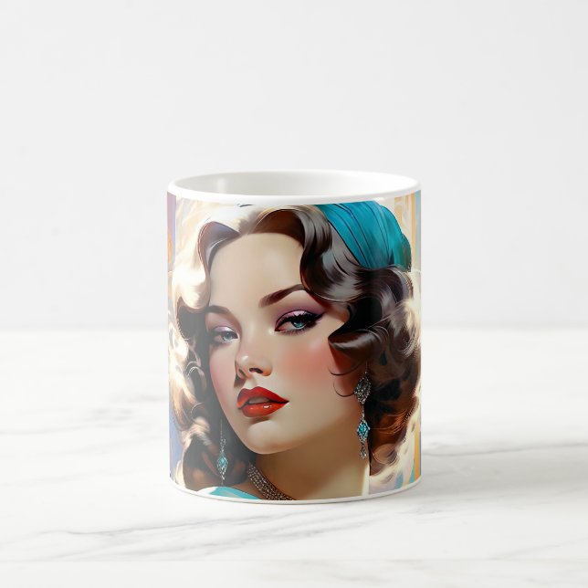 Betty A Loving Art Deco Woman Kaffemugg (Center)