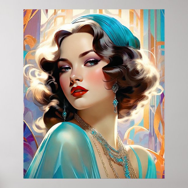 Betty A Loving Art Deco Woman Poster (Framsidan)