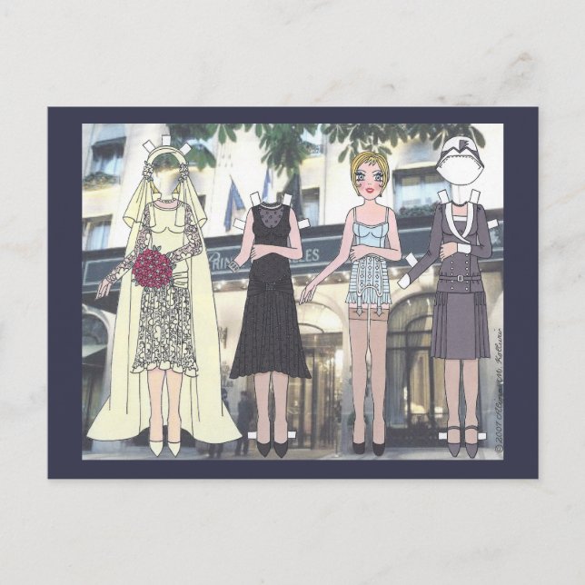 Betty, Art Deco Bride från 1928 Pappert vykort (Framsida)