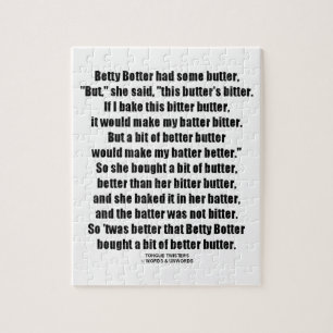 Betty Botter bättre smör (tungabedragare) Pussel