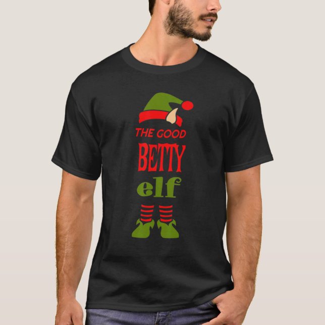 BETTY Elf Good Christmas Matching Pajama Party T Shirt (Framsida)