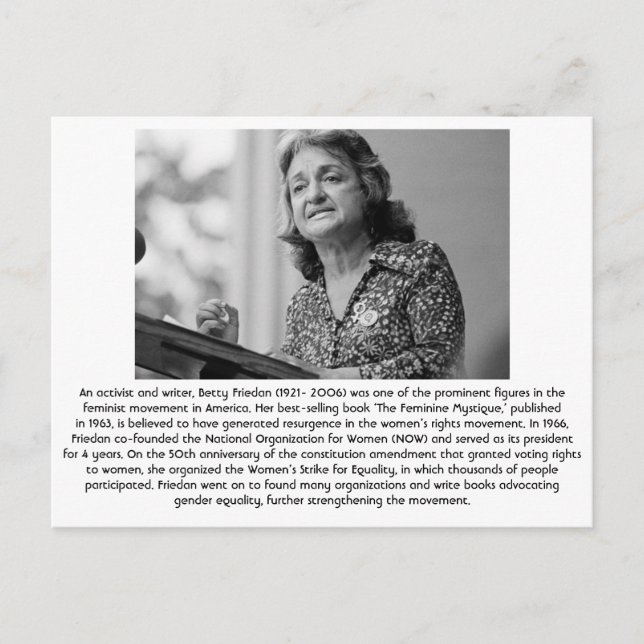 Betty Friedan - feminist Vykort (Framsida)