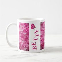 Betty Rosa Hydrangea Blommigt Brev & Cute Heart
