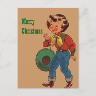 Betty the Cowgirl God jul Helg Vykort