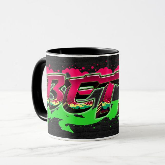 Betty Vorname Name Graffiti red green Tasse Mugg (Framsida vänster)
