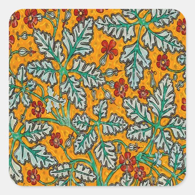 Betty's Gula blommor Fyrkantigt Klistermärke (Framsida)