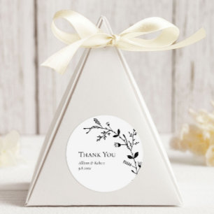 Betyda Vine Wedding Favor Black and White Runt Klistermärke