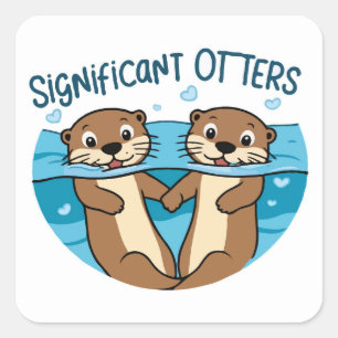 Betydande otters - Otters Holding Händer Fyrkantigt Klistermärke