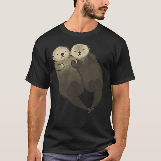 Betydande ottrar - otters Holding Händer Classic  T Shirt (Framsida)