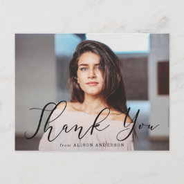 Betydande svart skript fotoexamen tack vykort