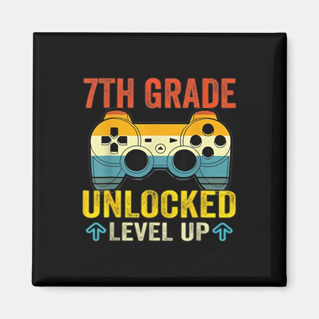 Betyg Upplåst Nivå Upp Video Game Back To School  Magnet (Framsidan)