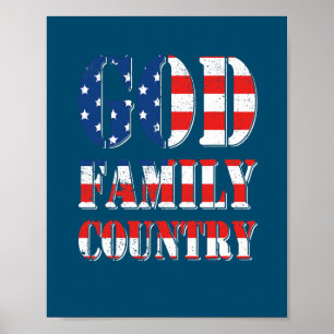 Beud American Flagga God Family Land Poster