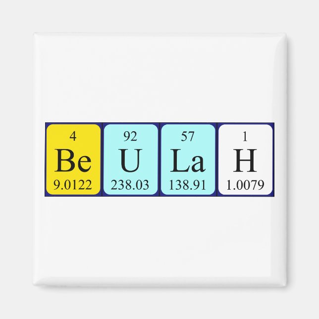 Beulah periodiskt bord namn magnet (Framsidan)