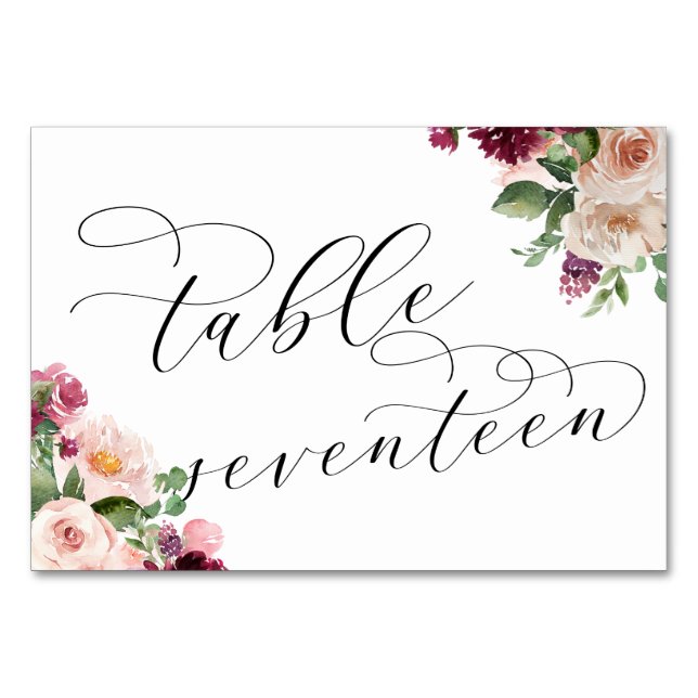 Beundra Fancy Calligraphy Bröllopsmottagning 17 Bordsnummer (Framsidan)
