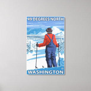 Beundra för Skier - 49 grader norr, Washington Canvastryck