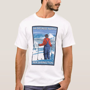 Beundra för Skier - 49 grader norr, Washington Tee Shirt