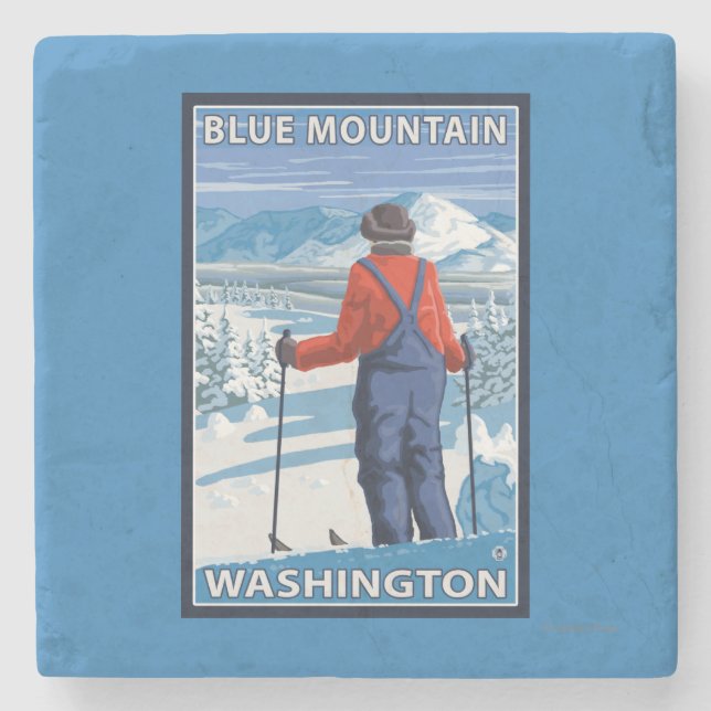 Beundra för Skier - blåttberg, Washington Underlägg Sten (Framsidan)