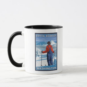 Beundra för Skier - Crystal berg, Washington Mugg