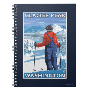Beundra för Skier - maximal glaciär, Washington Anteckningsbok Med Spiral