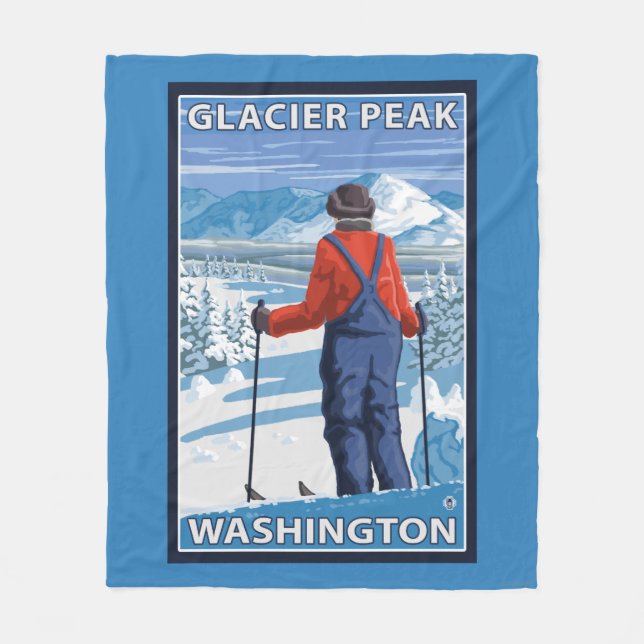 Beundra för Skier - maximal glaciär, Washington Fleecefilt (Framsidan)