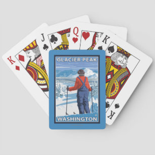 Beundra för Skier - maximal glaciär, Washington Spel Kort