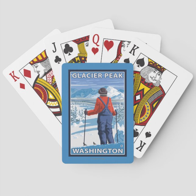 Beundra för Skier - maximal glaciär, Washington Spel Kort (Baksidan)