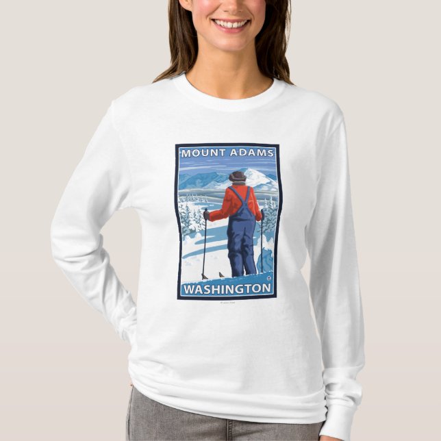 Beundra för Skier - montering Adams, Washington T-shirt (Framsida)