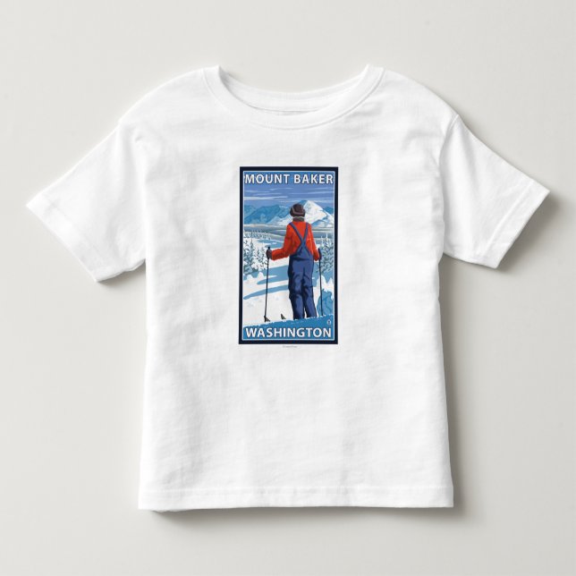 Beundra för Skier - monteringsbagare, Washington T-shirt (Framsida)