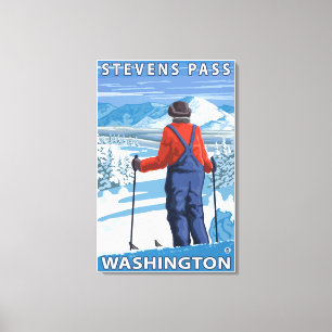 Beundra för Skier - Stevens passerar, Washington Canvastryck