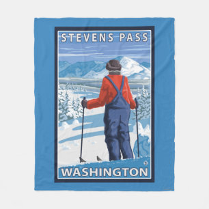 Beundra för Skier - Stevens passerar, Washington Fleecefilt