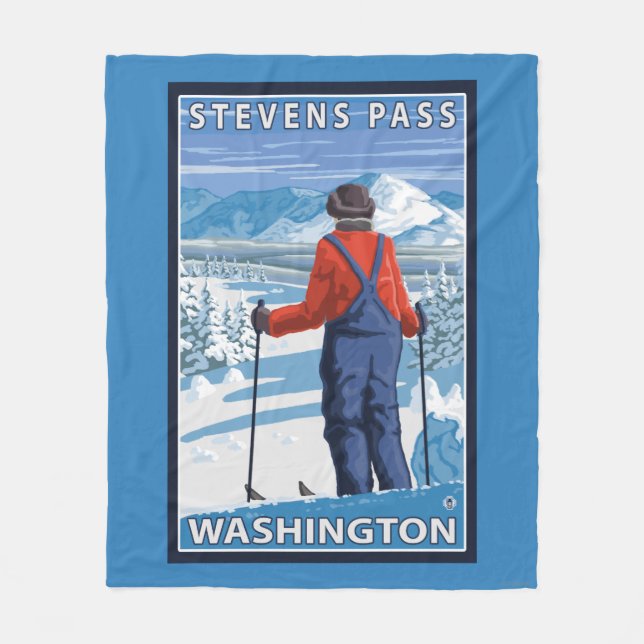 Beundra för Skier - Stevens passerar, Washington Fleecefilt (Framsidan)