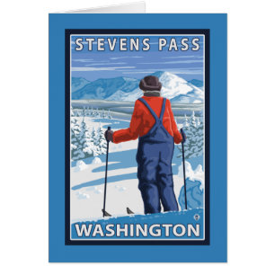 Beundra för Skier - Stevens passerar, Washington Hälsningskort