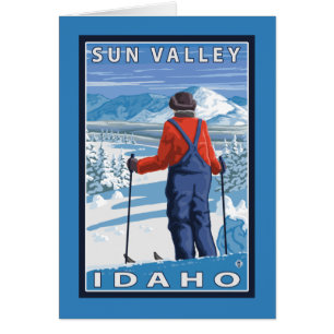 Beundra för Skier - Sun Valley, Idaho Hälsningskort