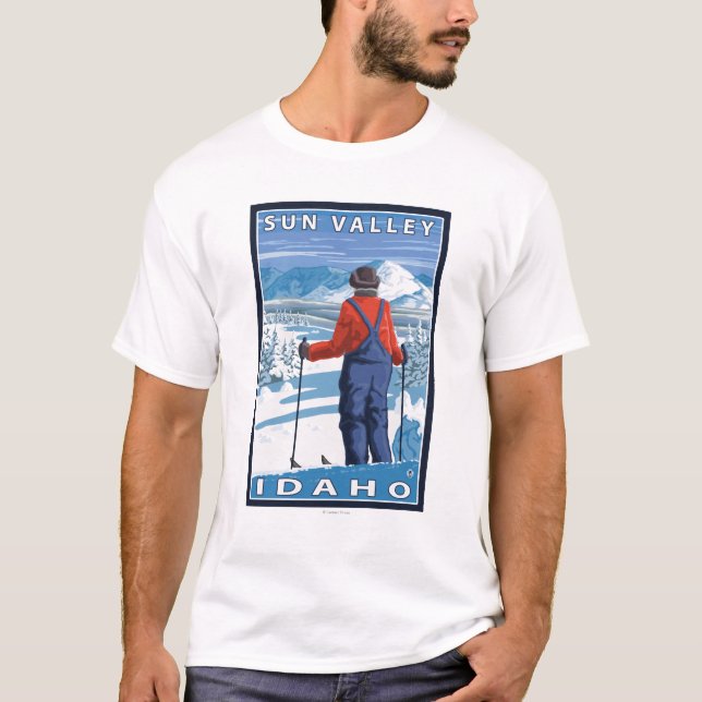 Beundra för Skier - Sun Valley, Idaho T Shirt (Framsida)